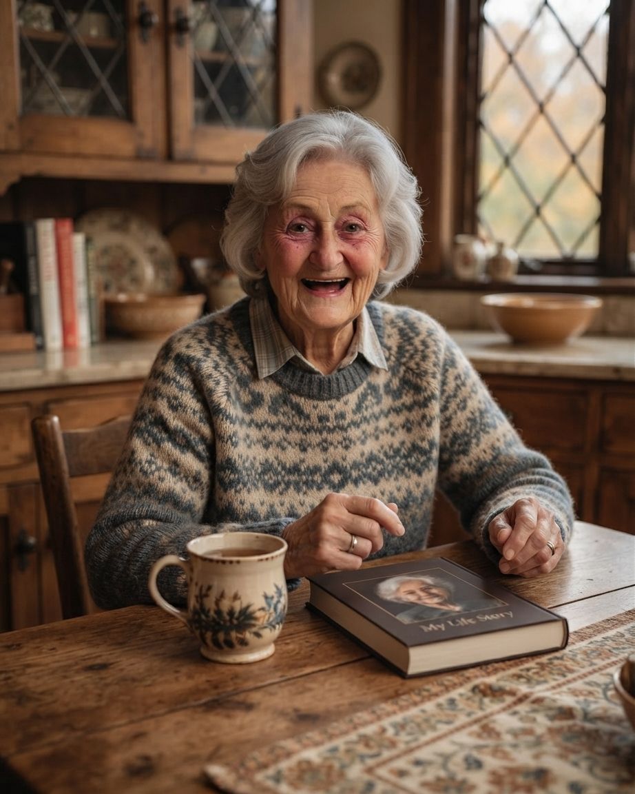 Joan telling her story for her Life Story Book